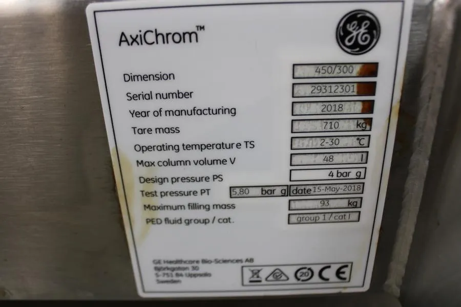 GE Healthcare AxiChrom 450/300 Chromatography Colu As-is, CLEARANCE!