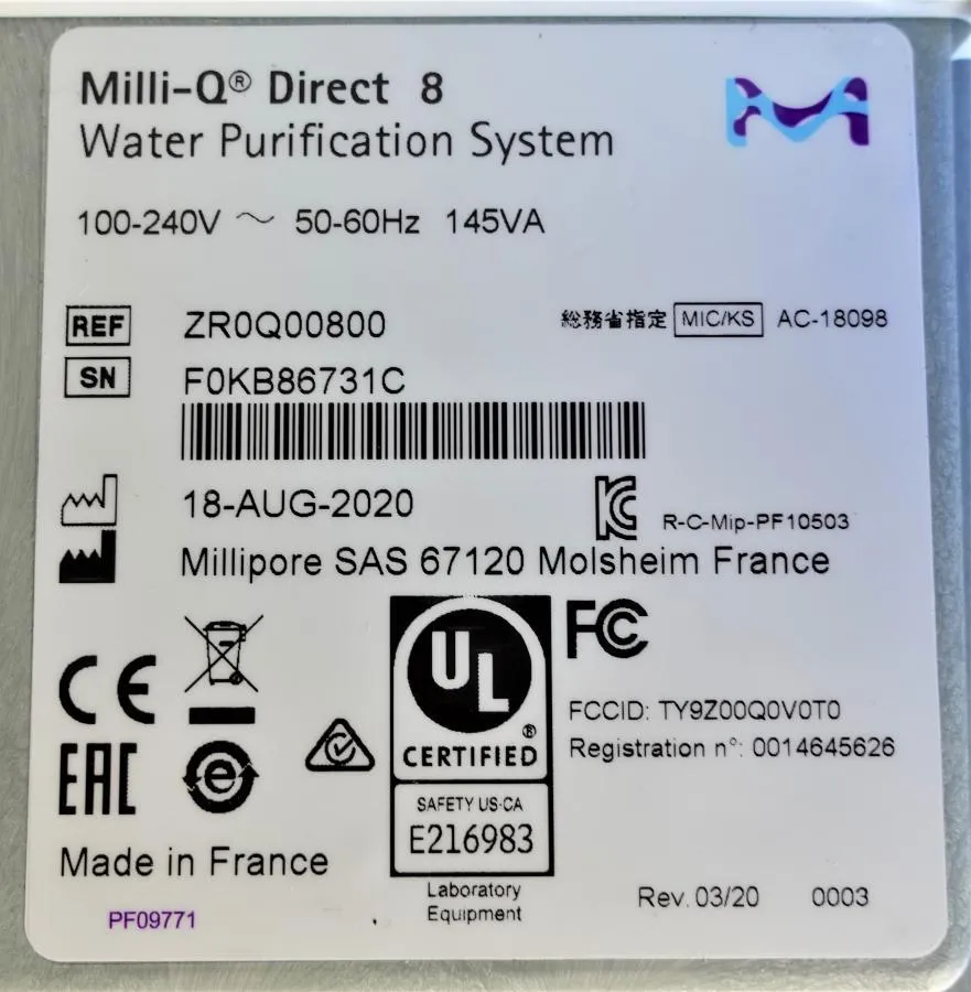 Milli-Q Direct 8 Water Purification System ZR0Q00800