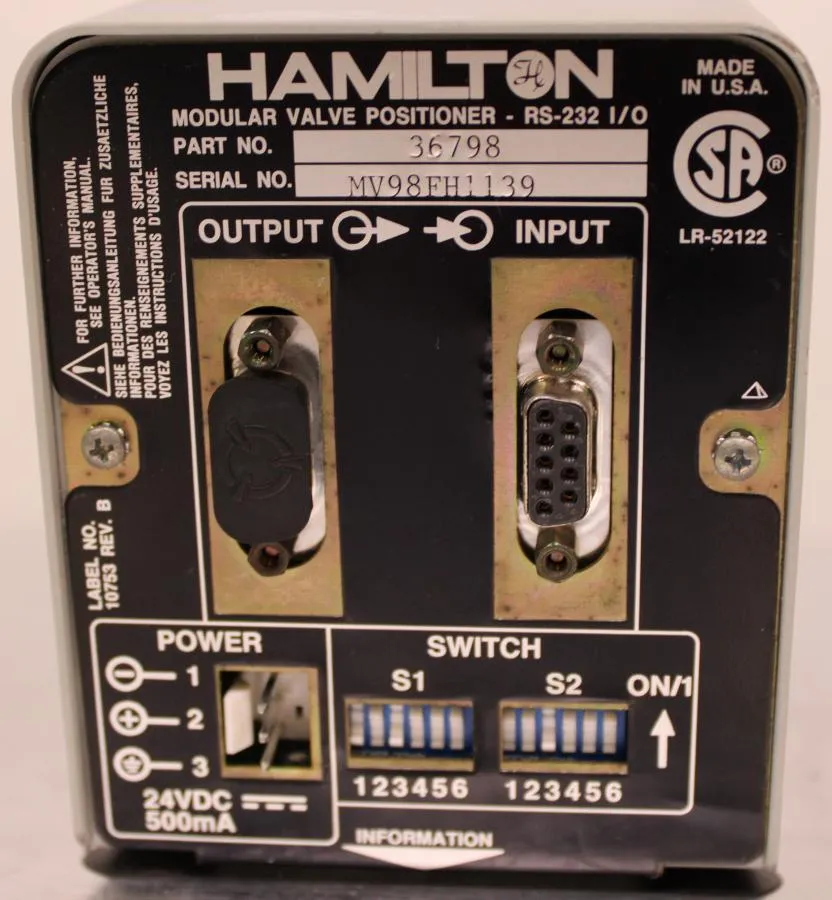 Hamilton Modular Valve Positioner RS-232 36798 As-is, CLEARANCE!