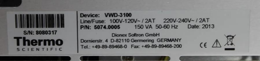 Thermo Dionex UltiMate VWD-3100 Variable Wavelengt CLEARANCE!