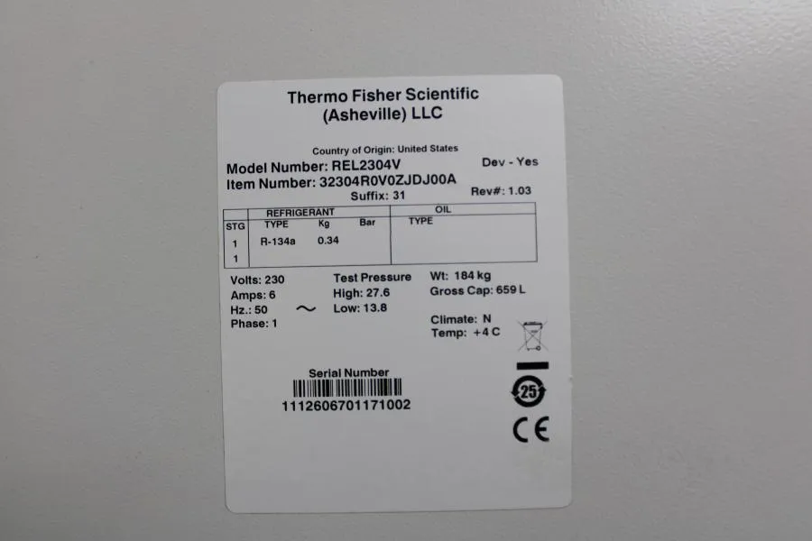 Thermo Fisher Scientific Glass Door Refrigerator R As-is, CLEARANCE!