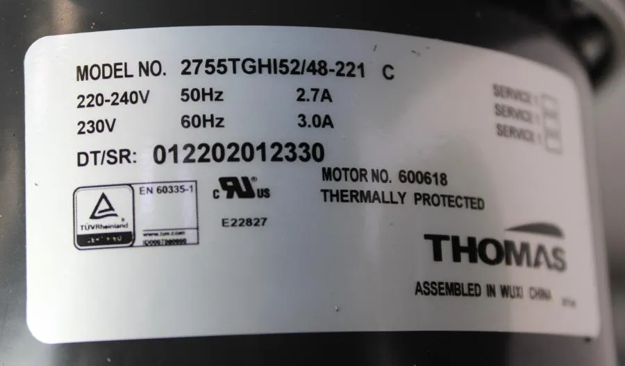Thomas 2755TGHI52/48-221 Piston Compressor As-is, CLEARANCE!
