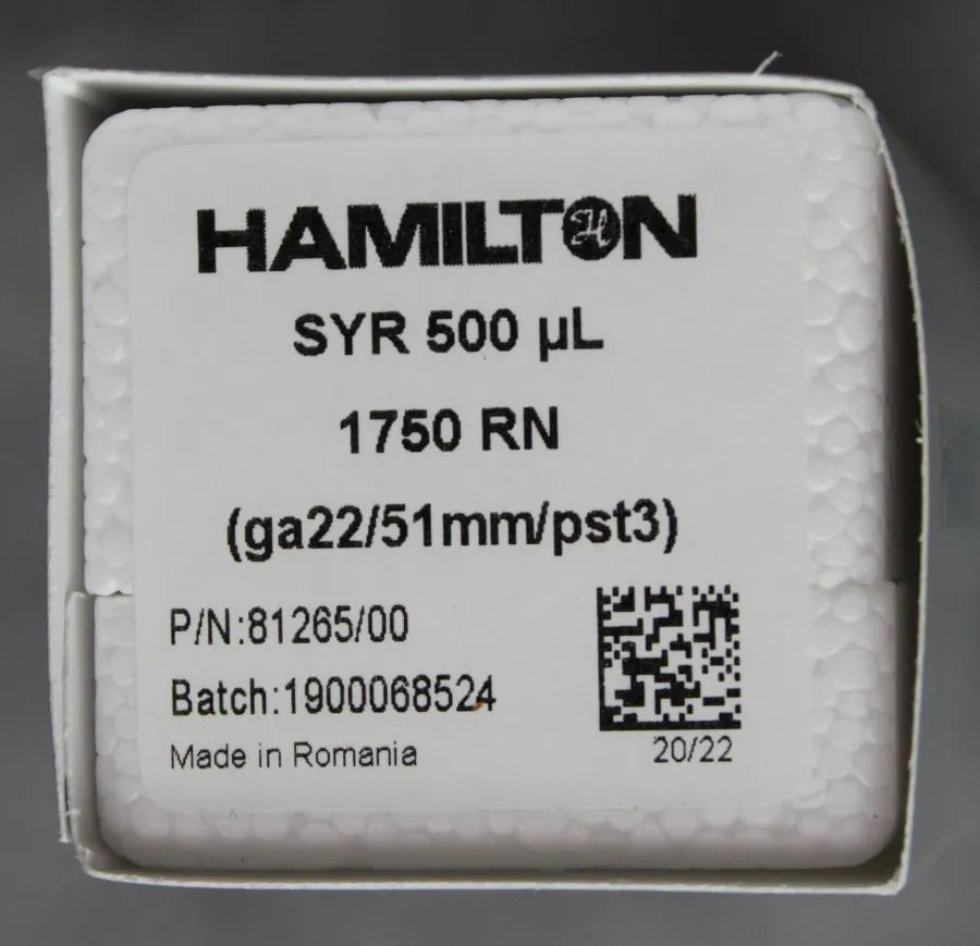 Hamilton 500uL, 1750 RN, 22 gauge, REF: 81265 Gast As-is, CLEARANCE!