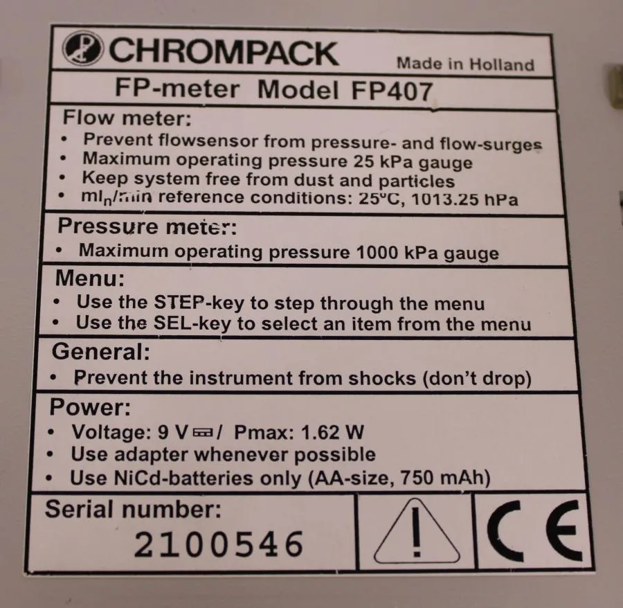 Chrompack FP407 Meter As-is, CLEARANCE!