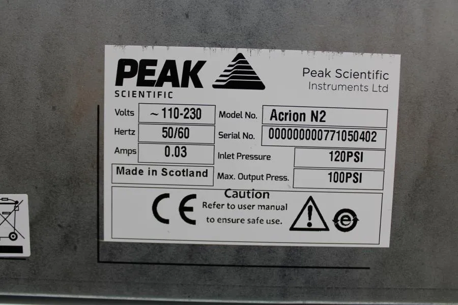 Peak Scientific Acrion N2 Nitrogen Generator(230V) & Acrion Air Compressor(230V)