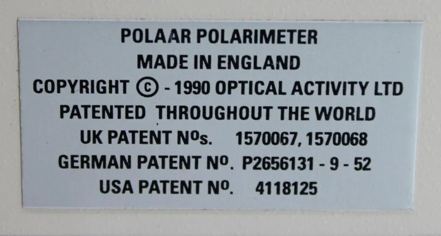 PolAAr Optical Activity Polarimeter 2001 As-is, CLEARANCE!