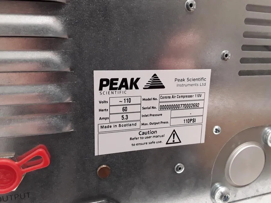 Peak Scientific Corona Air Compressor 110V As-is, CLEARANCE!