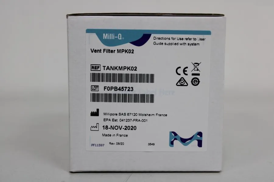 Milli-Q Vent  Water Filter for PE Tank MPK02 As-is, CLEARANCE!