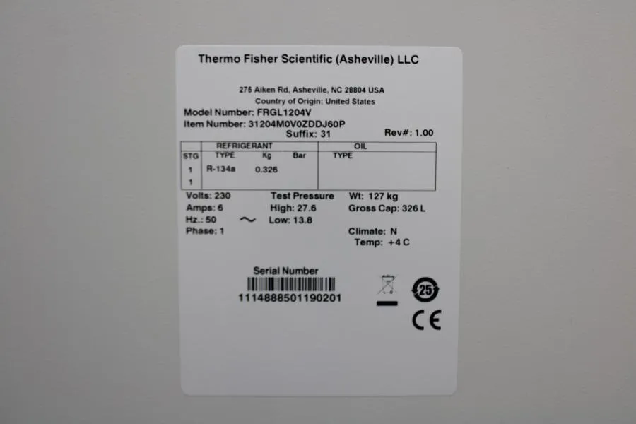 Thermo Fisher Scientific Refrigerator FORMA FRGL12 As-is, CLEARANCE!