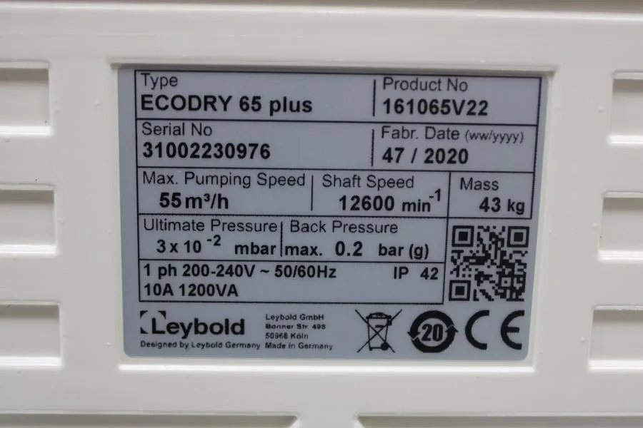 Leybold ECODRY 65 161065V22 Vacuum pump As-is, CLEARANCE!