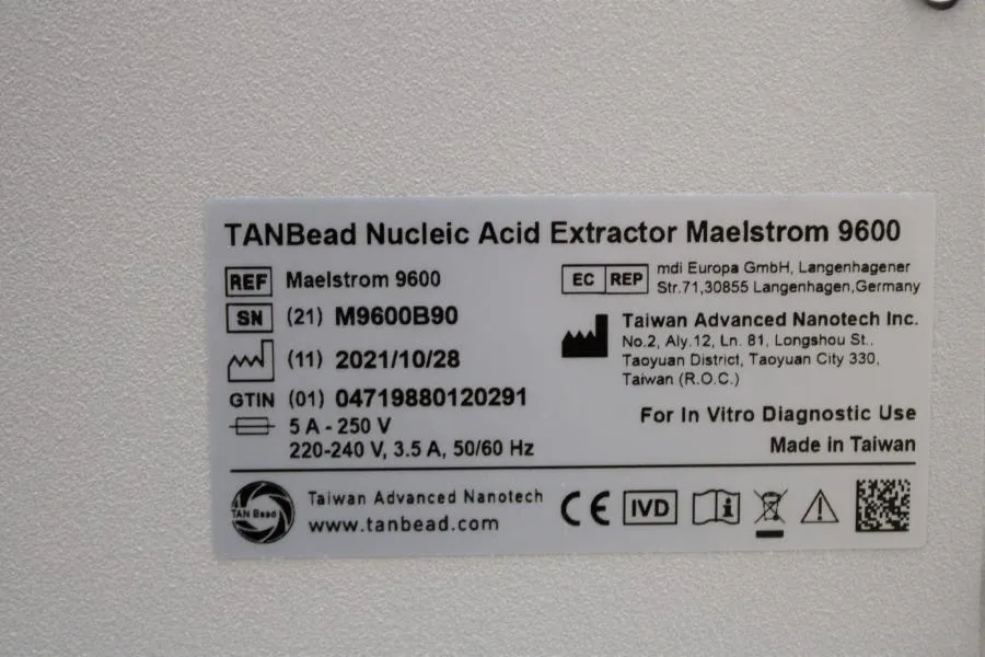 TANBead Maelstrom 9600-Nucleic Acid Extractor, EU- CLEARANCE!