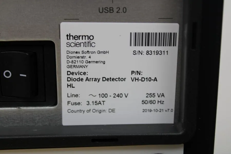 Thermo Scientific Vanquish Diode Array Detector HL VH-D10-A with base