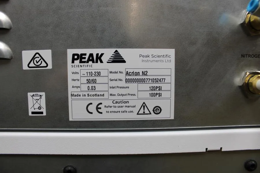 Peak Scientific Acrion N2 Nitrogen Generator & Acrion Air Compressor