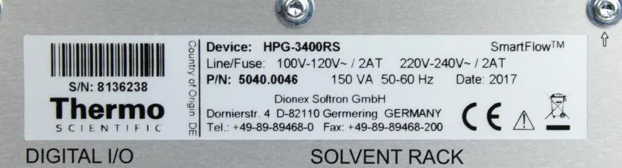 Thermo Scientific Dionex UltiMate 3000 Pump 5040.0046+Accessories 5040.9130A