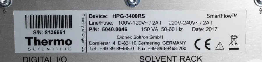 Thermo Scientific Dionex UltiMate 3000 Pump 5040.0046+Accessories 5040.9130A