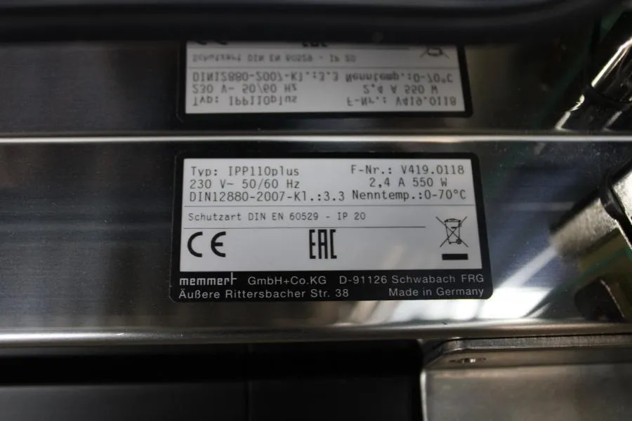 Memmert Peltier-cooled incubator IPP110plus As-is, CLEARANCE!