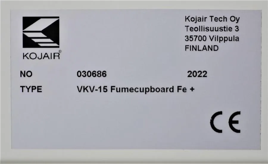 Kojair VKV-15 Fume Cupboard Fe+ 150 cm Adjustable Stand