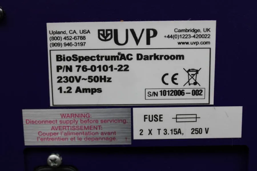 UVP BioSpectrumAC Darkroom 76-0101-22 As-is, CLEARANCE!