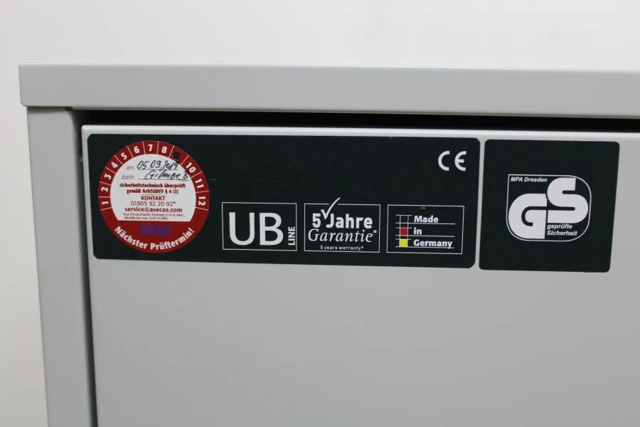 Asecos  Safety cabinet UB-S-90 model UB90.060.110. As-is, CLEARANCE!