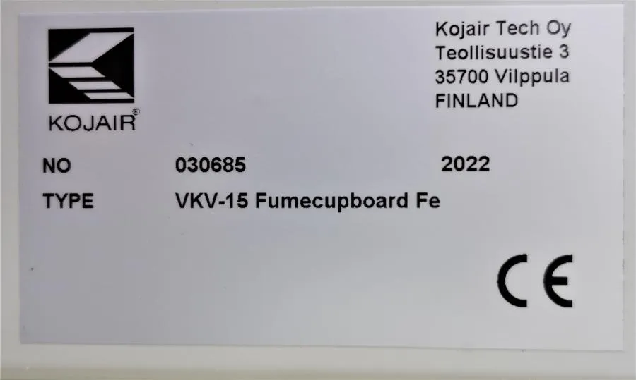 Kojair VKV-15 Fume Cupboard Fe 150 cm As-is, CLEARANCE!