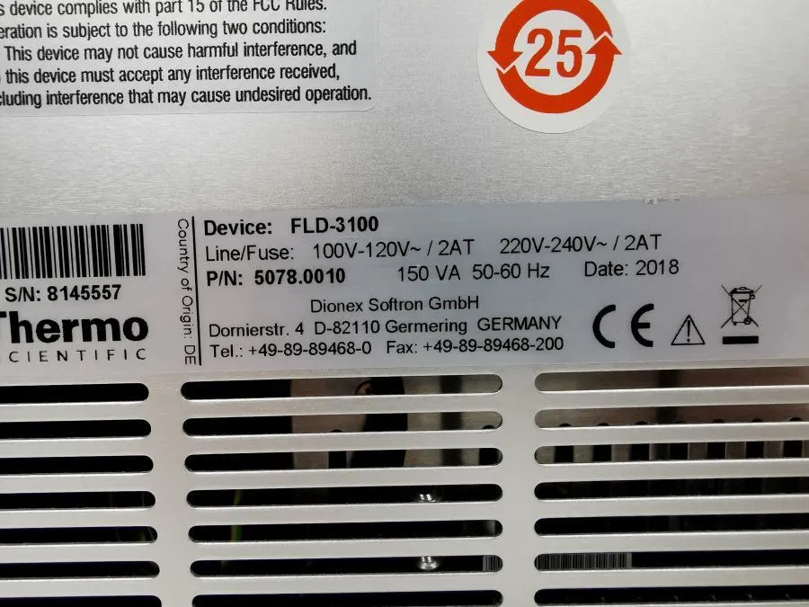 Dionex UltiMate 3000 FLD-3100 As-is, CLEARANCE!