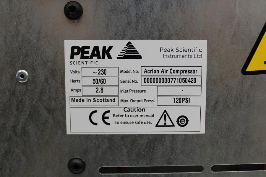 Peak Scientific Acrion N2 Nitrogen Generator(230V) & Acrion Air Compressor(230V)