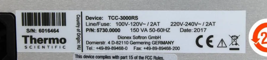 Thermo Dionex UltiMate TCC-3000RS Column 5730.0000+Accessories 5730.8910