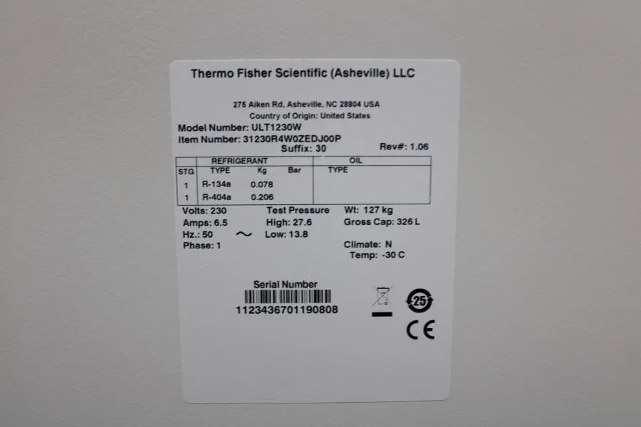 Thermo Fisher ULT1230W Upright -30C Lab Freezer 32 As-is, CLEARANCE!