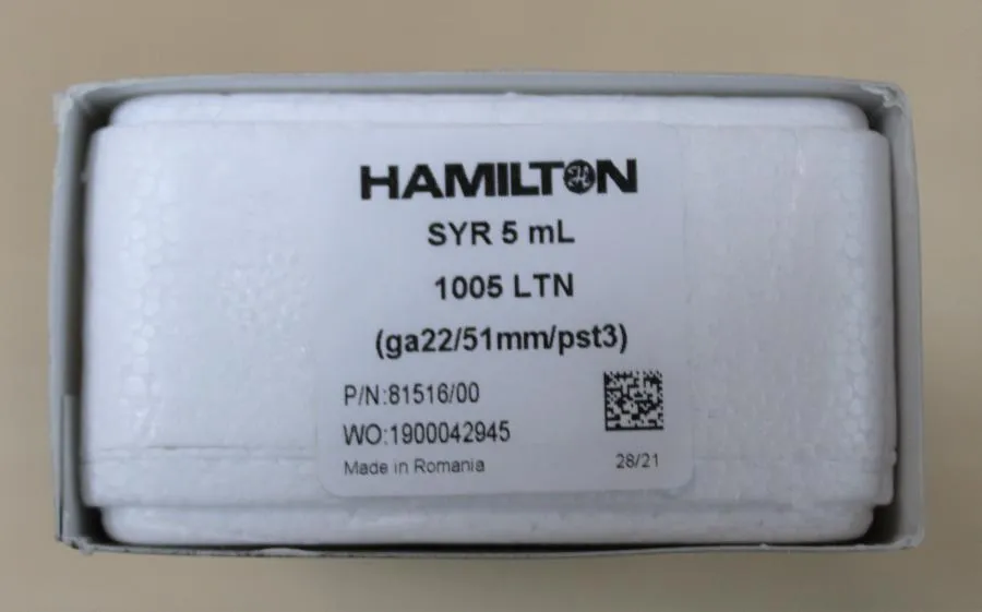 Hamilton microlitre syringe SYR 5mL 1005 LTN(ga22/ As-is, CLEARANCE!