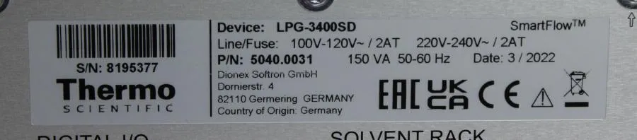 Thermo Scientific Dionex UltiMate 3000 LPG-3400SD Quaternary Pump 5040.0031
