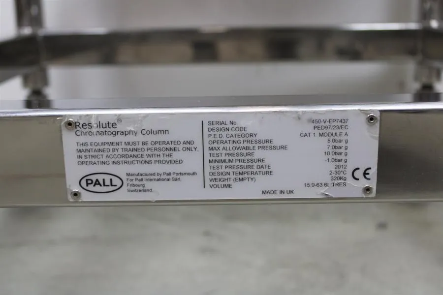 PALL PED 97/23/EC Resolute DM Chromatography Colum As-is, CLEARANCE!