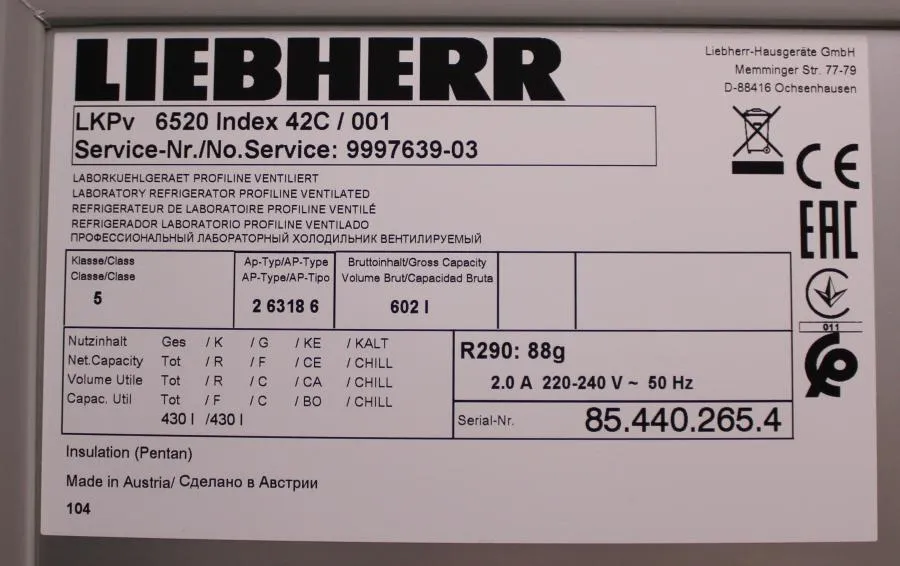 Liebherr LGPv 6520 Mediline Freezer As-is, CLEARANCE!